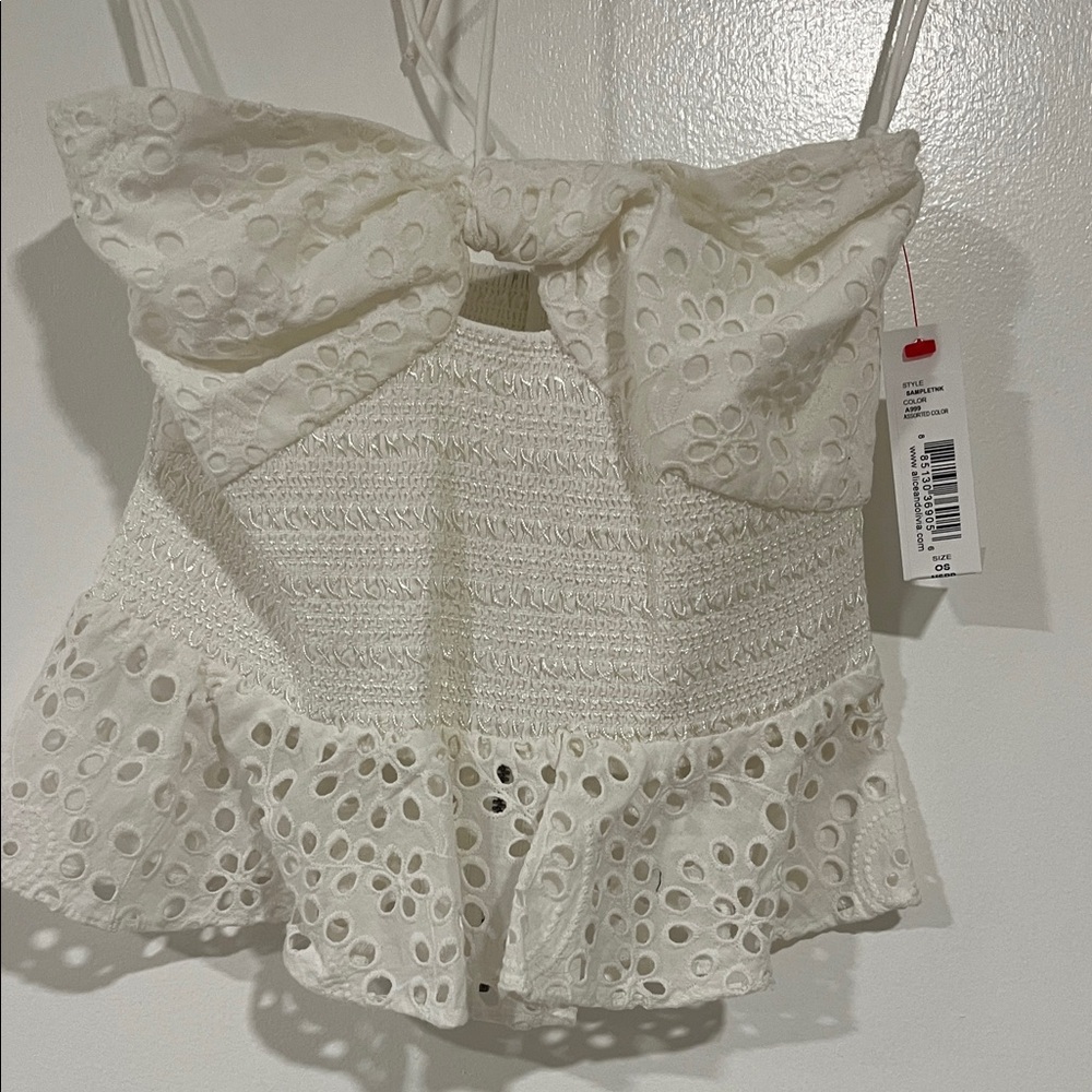 Alice + Olivia White Textured Top